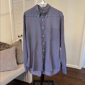 Gitman Bros Vintage Light Weight Men's Navy Blue Polka Dot Button-Up Shirt